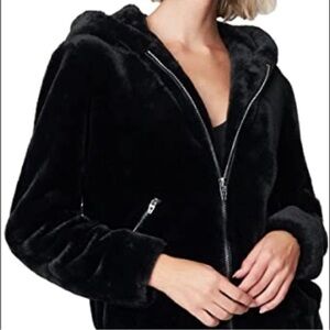 BLANKNYC Black Hooded Faux Fur Cozy Jacket
